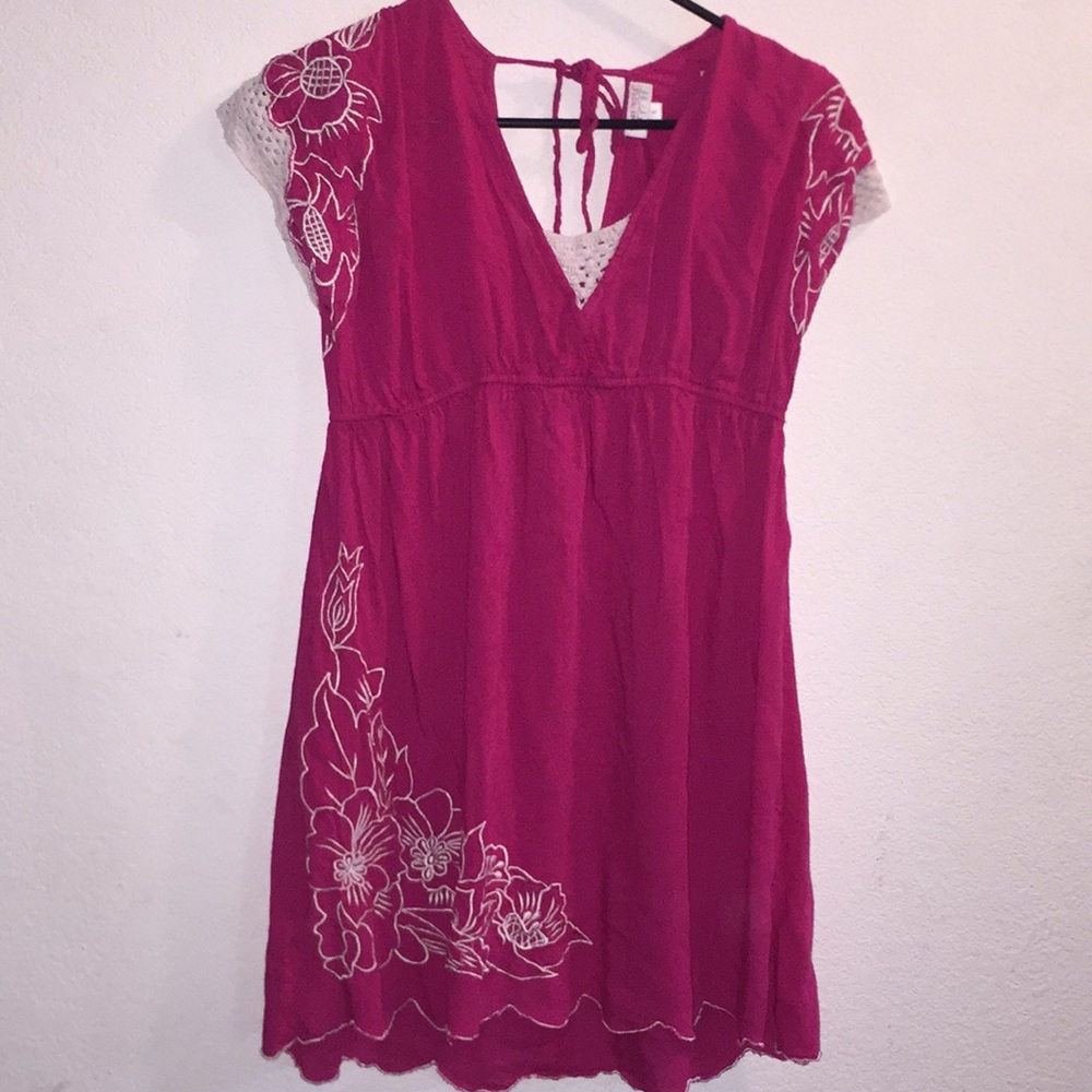 Funky People Rayon Pink Embroidered Dress / Coverup